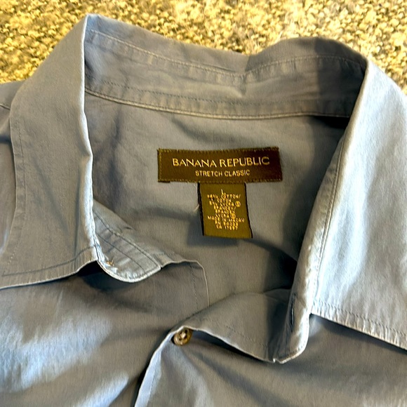 Banana Republic Large Light Blue Short Sleeve Shirt Button Down - Picture 4 of 6